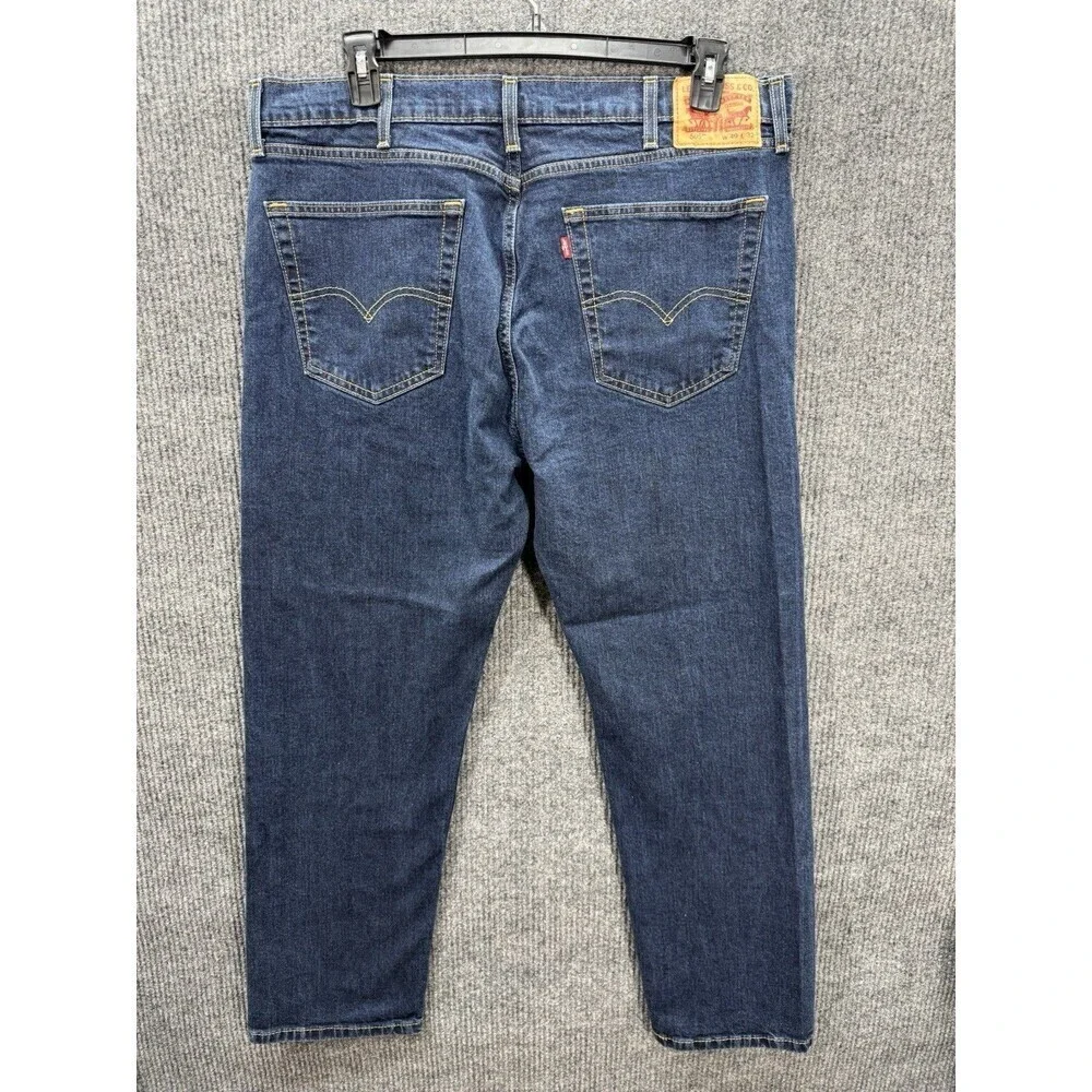 Levis 505 Jeans Mens 40x32 Blue Regular Straight Leg Denim Stretch Dark Wash